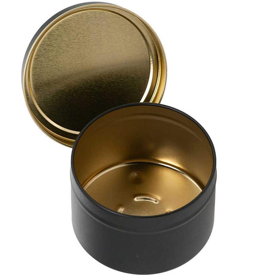 Black Candle Tins | Jar Store 12 Oz Jar Store Black Candle Tin With Feet | 12 Pack