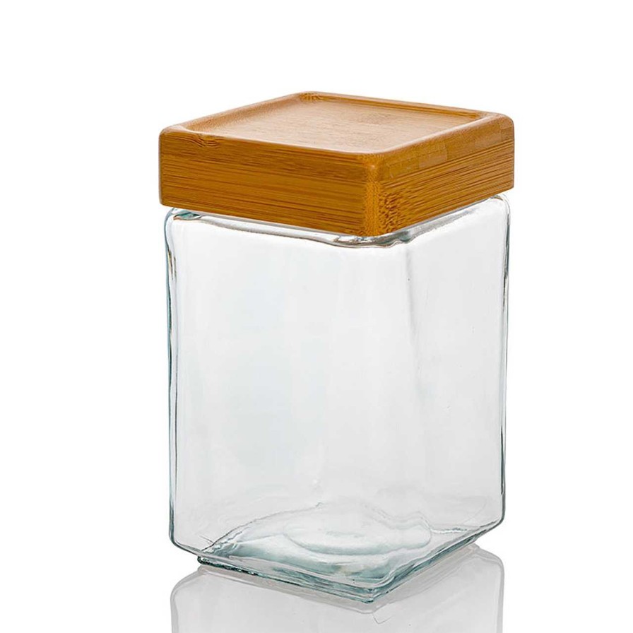 Square Storage Containers | Anchor Hocking 1 1/2 Quart Anchor Square Jar With Bamboo Lid