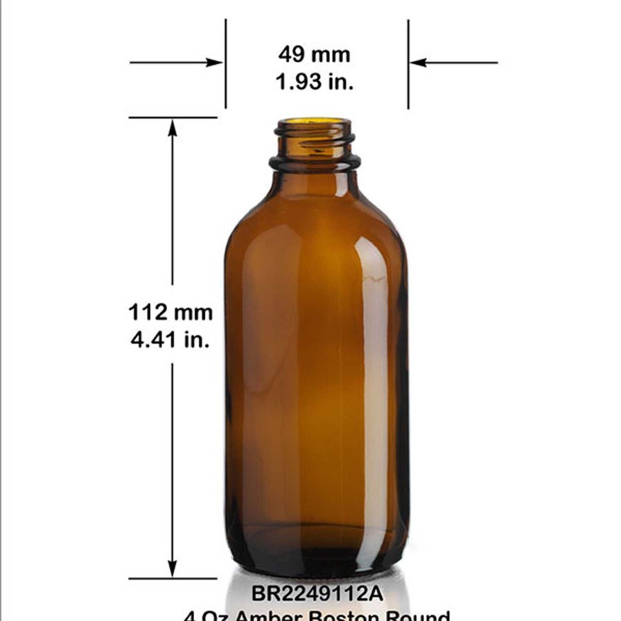 Syrup Bottles | Discount Vials 4 Oz Amber Boston Round Bottle 22-400 | 12 Pack