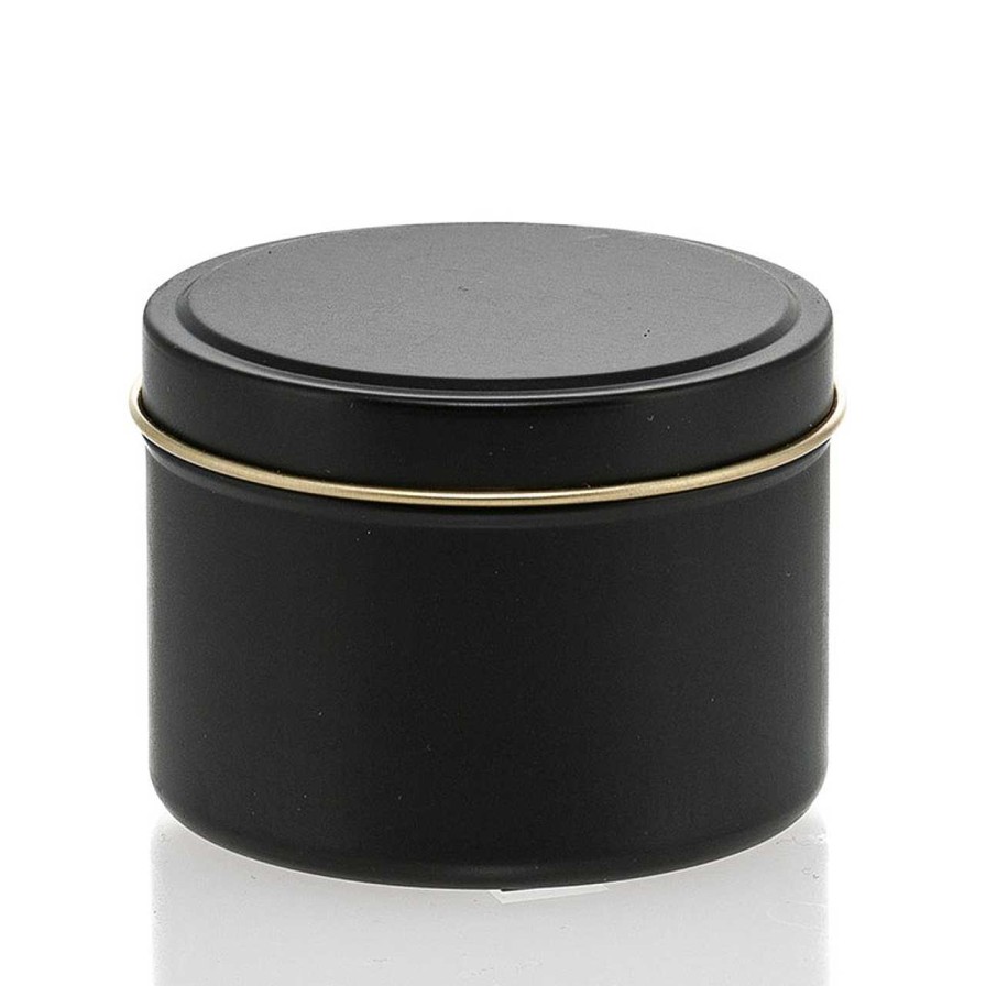 Black Candle Tins | Jar Store 6 Oz Jar Store Black Candle Tin With Feet | 12 Pack