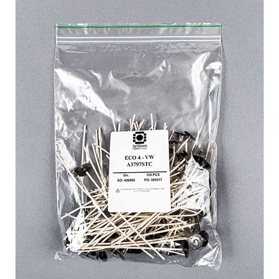 Candle Wicks | Jar Store Eco-4 6" Pre-Tabbed Wick | 100 Pack