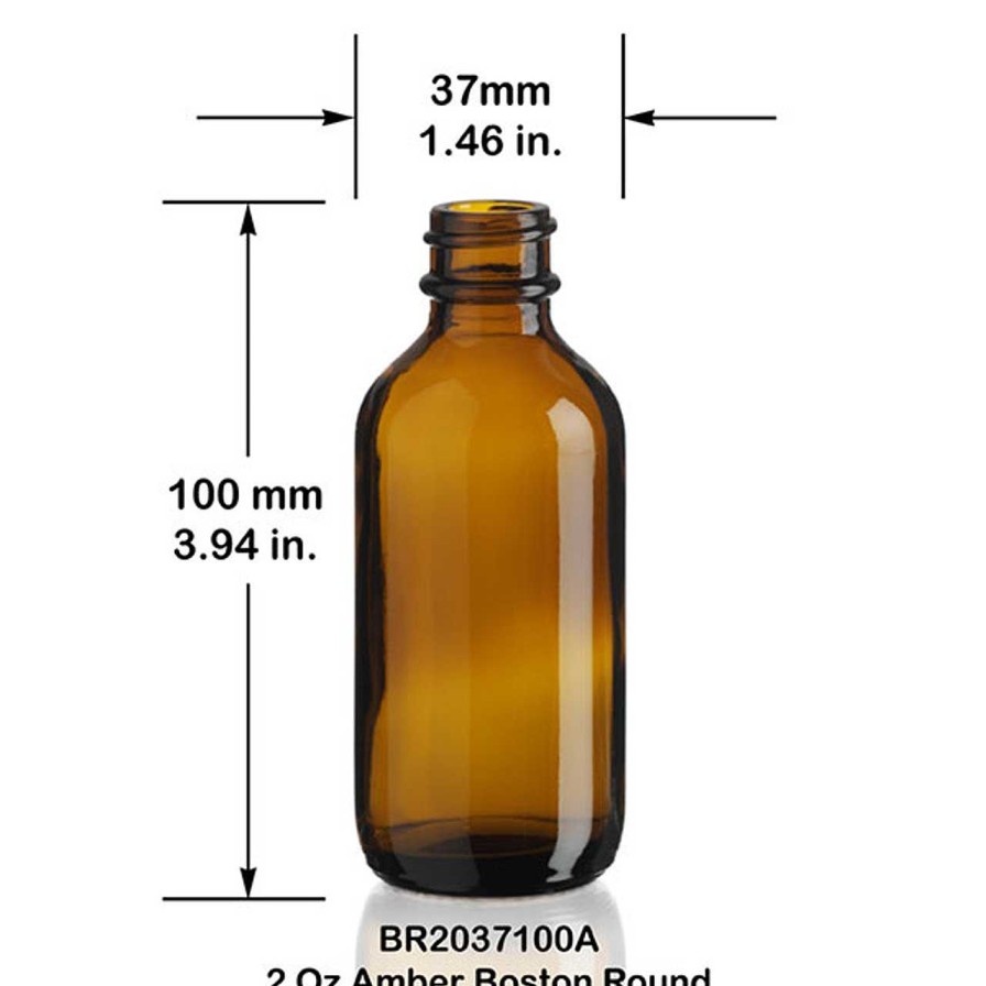 Syrup Bottles | Discount Vials 2 Oz Amber Boston Round Bottle 20-400 | 18 Pack