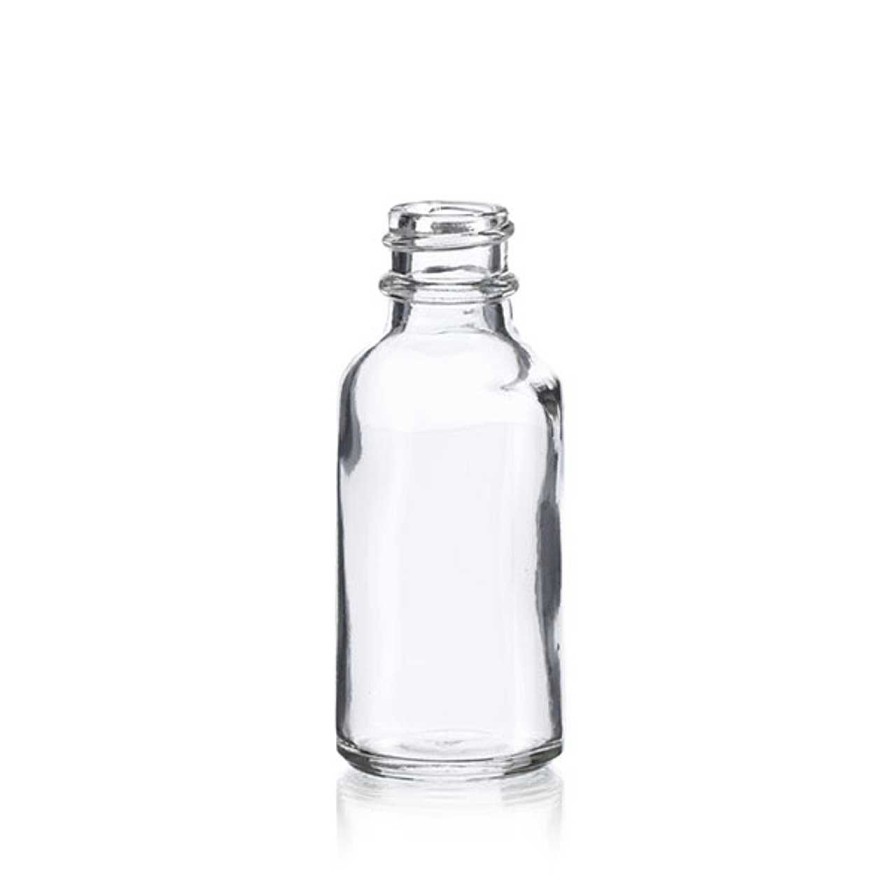 Syrup Bottles | Discount Vials 1 Oz Clear Boston Round Bottle 20-400 | 25 Pack