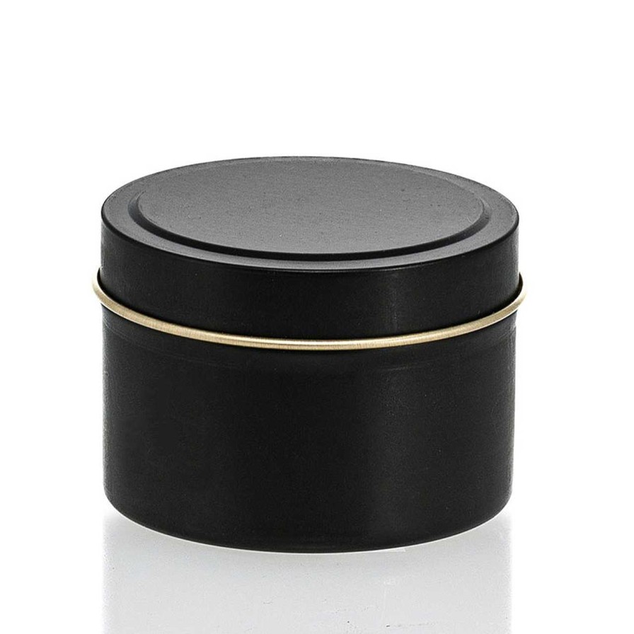 Black Candle Tins | Jar Store 4 Oz Jar Store Black Candle Tin With Feet | 12 Pack