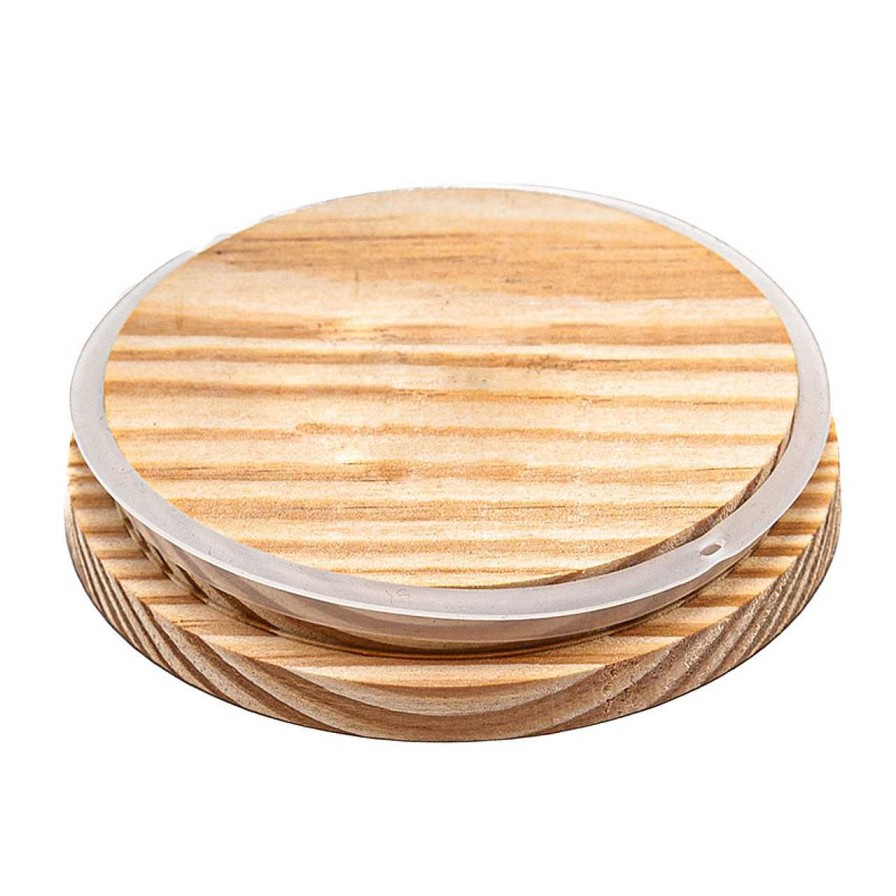 Wood Lids | Jar Store 3 Wick Pine Candle Lid 4 Inch | 12 Pack