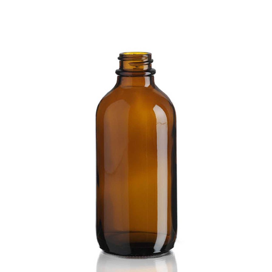 Syrup Bottles | Discount Vials 4 Oz Amber Boston Round Bottle 22-400 | 12 Pack