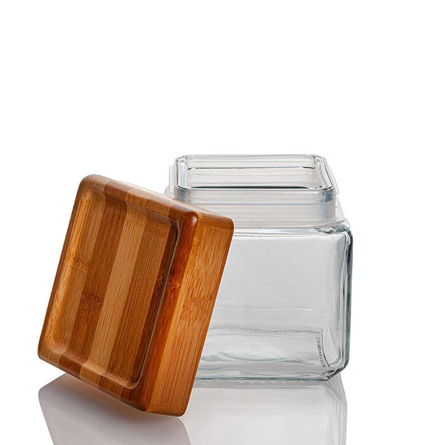 Square Storage Containers | Anchor Hocking 1 Quart Anchor Square Jar With Bamboo Lid