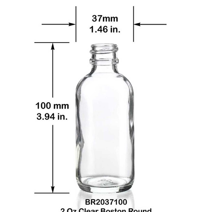 Syrup Bottles | Discount Vials 2 Oz Clear Boston Round Bottle 20-400 | 18 Pack