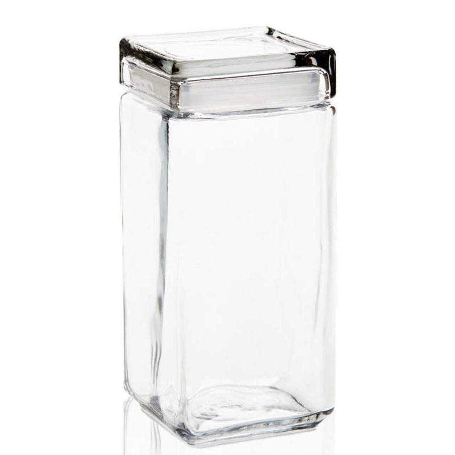 Square Storage Containers | Anchor Hocking 2 Quart Anchor Square Jar With Glass Lid | 4 Pack