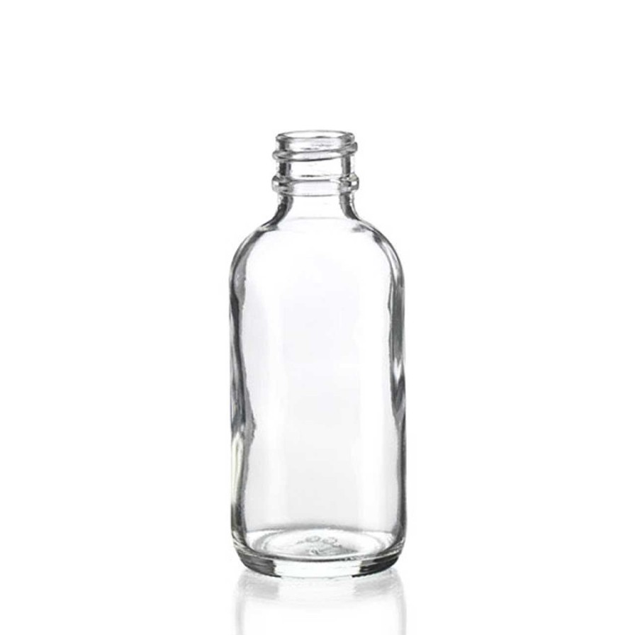 Syrup Bottles | Discount Vials 2 Oz Clear Boston Round Bottle 20-400 | 18 Pack