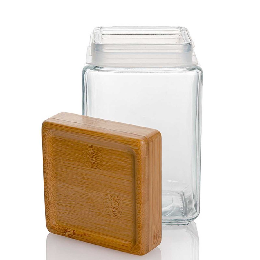 Square Storage Containers | Anchor Hocking 1 1/2 Quart Anchor Square Jar With Bamboo Lid